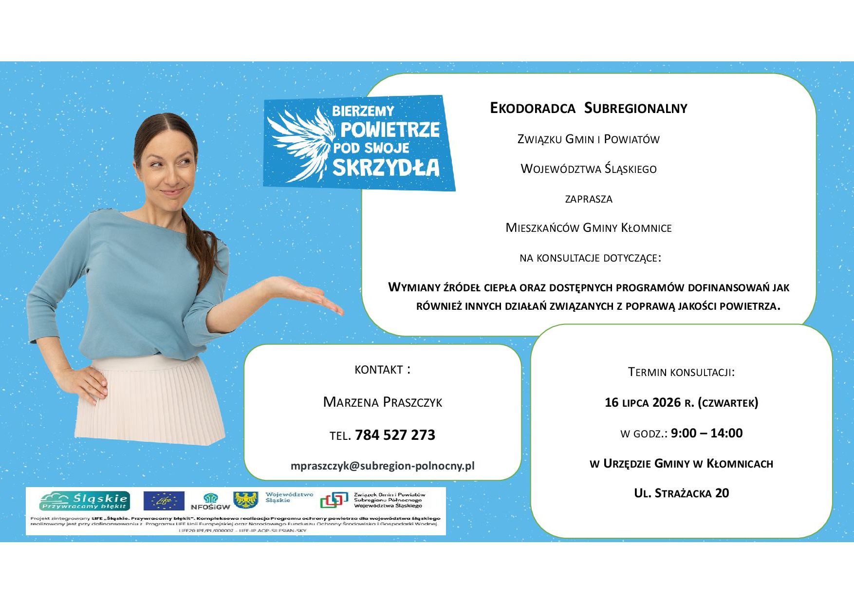 Spotkanie dot. wymiany źródeł ciepła w UG Kłomnice 16.07.2026 w godzinach 9:00-14:00